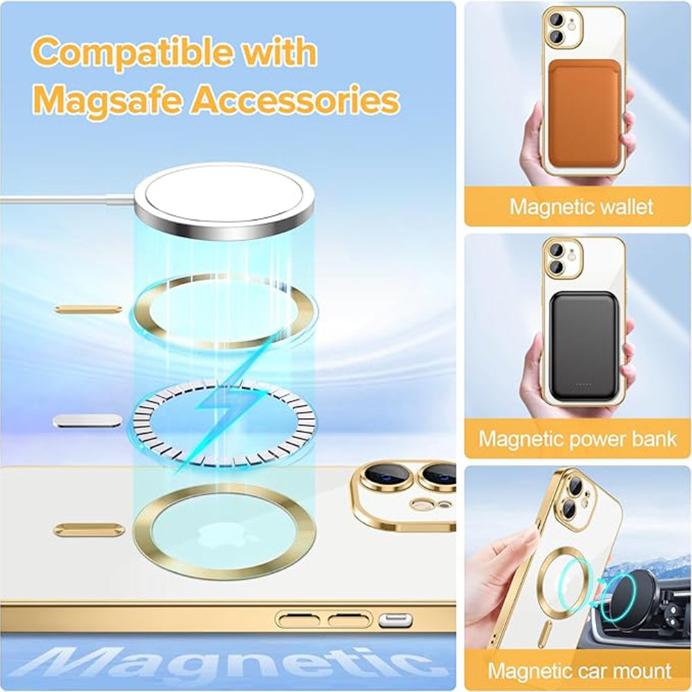 MagSafe futrola za Apple iPhone 12, Techsuit, Luxury Crystal, Zlatna