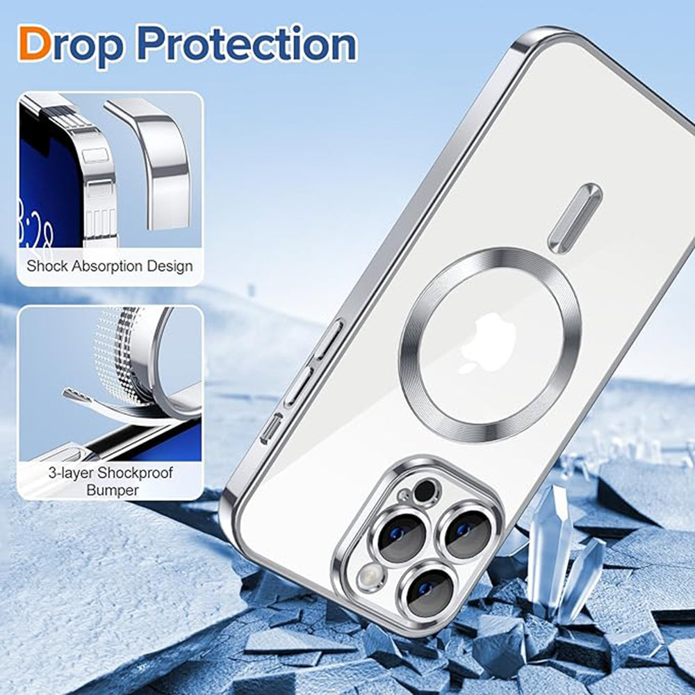 MagSafe futrola za Apple iPhone 13 Pro Max, Techsuit, Luxury Crystal, Srebrna