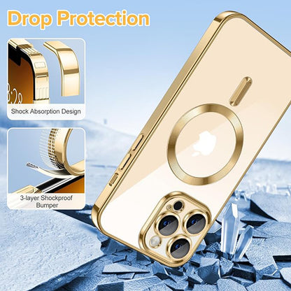 MagSafe futrola za Apple iPhone 13 Pro Max, Techsuit, Luxury Crystal, Zlatna