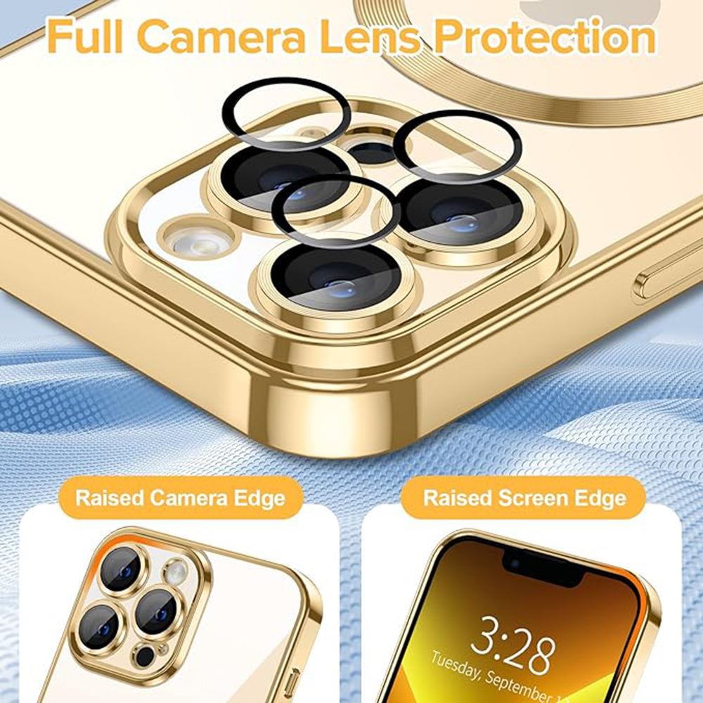 MagSafe futrola za Apple iPhone 13 Pro Max, Techsuit, Luxury Crystal, Zlatna
