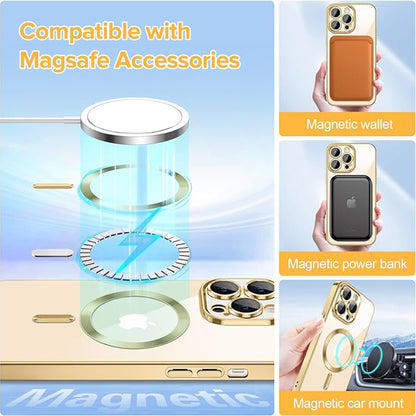 MagSafe futrola za Apple iPhone 13 Pro Max, Techsuit, Luxury Crystal, Zlatna