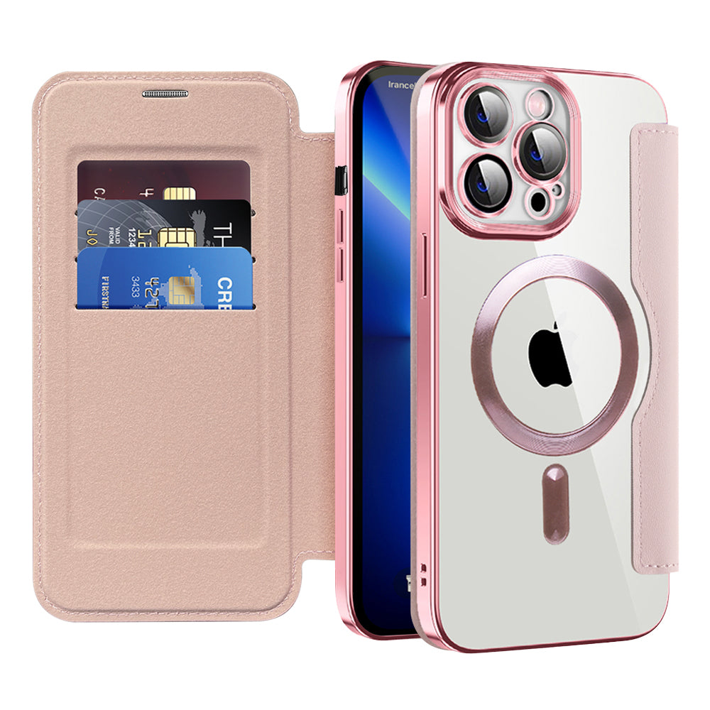 MagSafe futrola za Apple iPhone 13 Pro Max, Techsuit, SmartMag Book, Roze