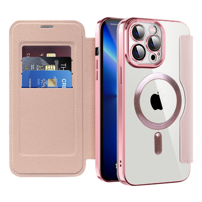 MagSafe futrola za Apple iPhone 13 Pro Max, Techsuit, SmartMag Book, Roze