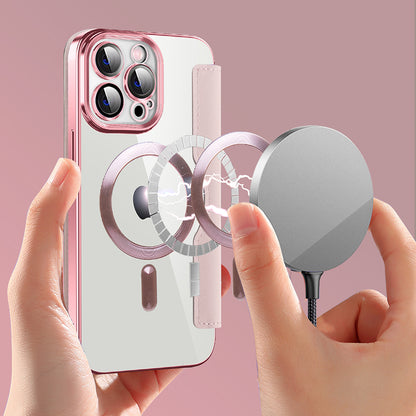MagSafe futrola za Apple iPhone 13 Pro Max, Techsuit, SmartMag Book, Roze