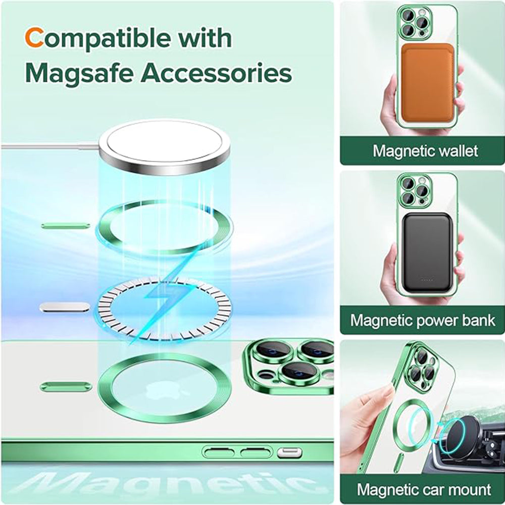 MagSafe futrola za Apple iPhone 13 Pro, Techsuit, Luxury Crystal, Svetlo Zelena