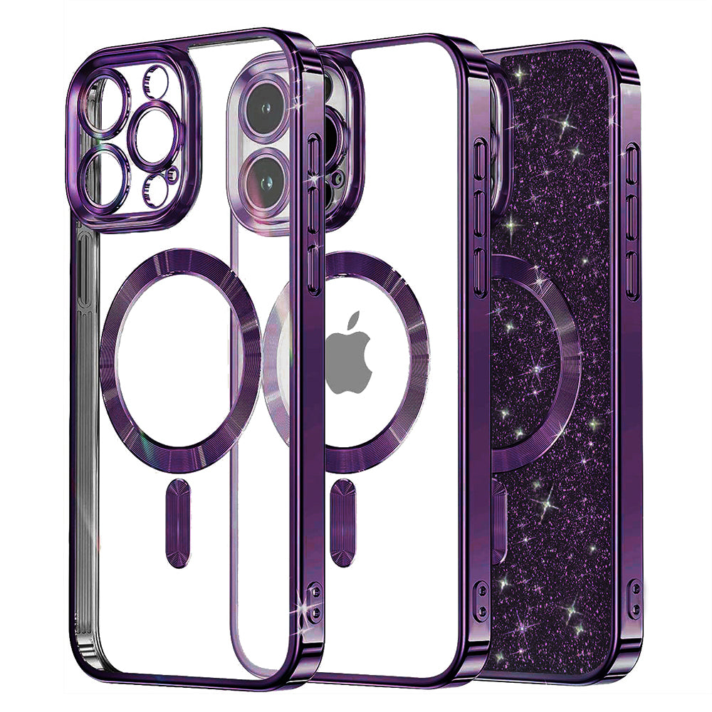 MagSafe futrola za Apple iPhone 13 Pro, Techsuit, Luxury Glitter, Tamno Ljubičasta