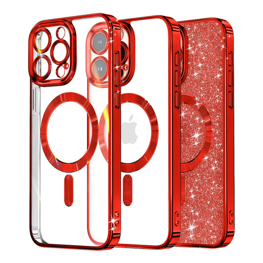MagSafe futrola za Apple iPhone 13 Pro, Techsuit, Luxury Glitter, Crvena
