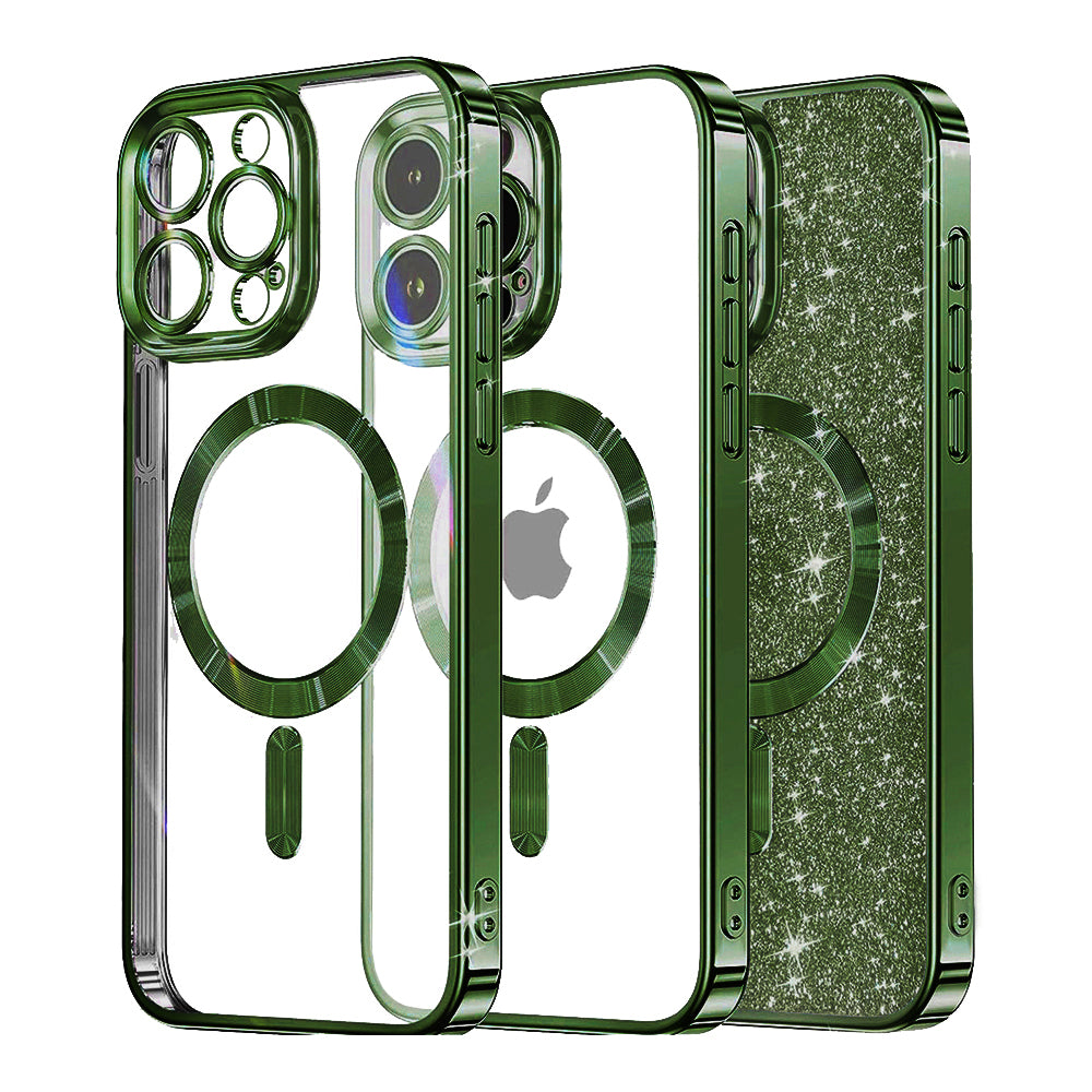 MagSafe futrola za Apple iPhone 13 Pro, Techsuit, Luxury Glitter, Tamno Zelena