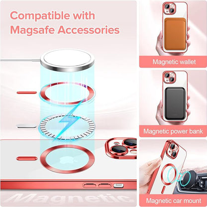 MagSafe futrola za Apple iPhone 13, Techsuit, Luxury Crystal, Crvena