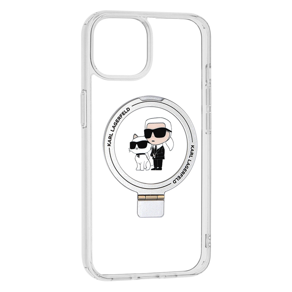 Futrola MagSafe za Apple iPhone 14, Karl Lagerfeld, Ring Stand Karl & Choupette, Bela