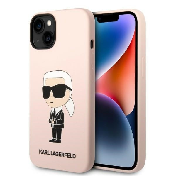 Futrola MagSafe za Apple iPhone 14, Karl Lagerfeld, Silikonska Ikonik Karl, Roze