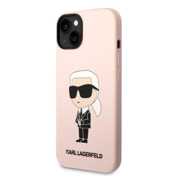 Futrola MagSafe za Apple iPhone 14, Karl Lagerfeld, Silikonska Ikonik Karl, Roze