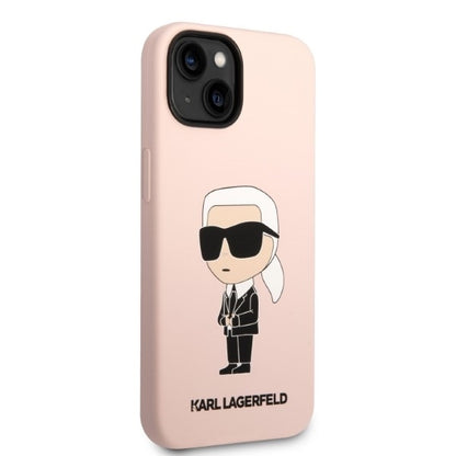 Futrola MagSafe za Apple iPhone 14, Karl Lagerfeld, Silikonska Ikonik Karl, Roze