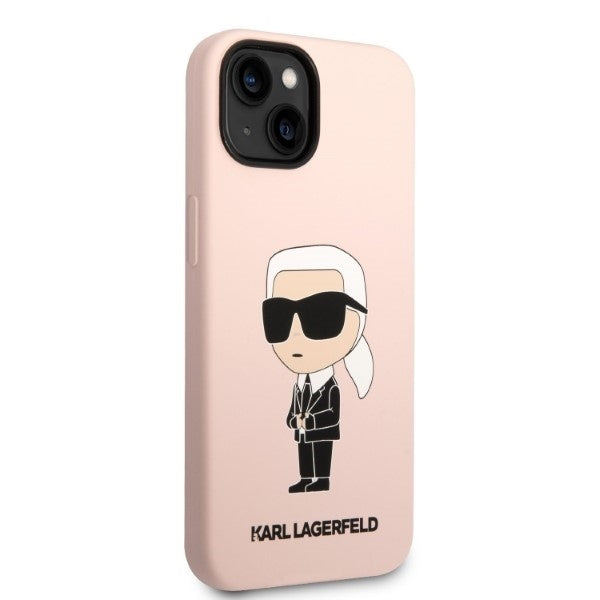 Futrola MagSafe za Apple iPhone 14 Plus, Karl Lagerfeld, Silikonska Ikonik Karl, Roze