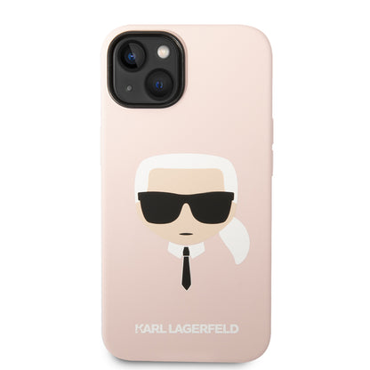 Husa MagSafe za Apple iPhone 14 Plus, Karl Lagerfeld, Silikonska Karl's Head, Roze