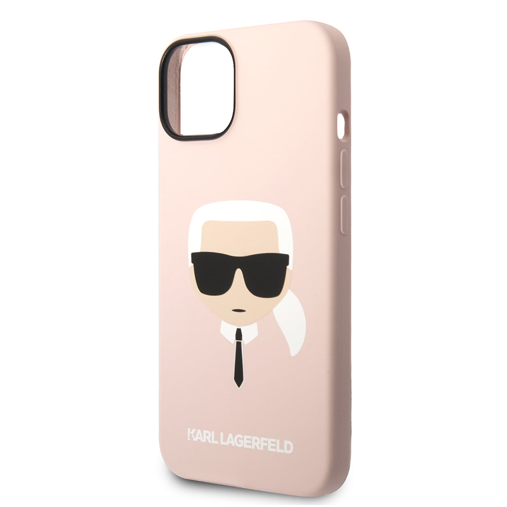 Husa MagSafe za Apple iPhone 14 Plus, Karl Lagerfeld, Silikonska Karl's Head, Roze
