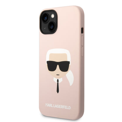 Husa MagSafe za Apple iPhone 14 Plus, Karl Lagerfeld, Silikonska Karl's Head, Roze