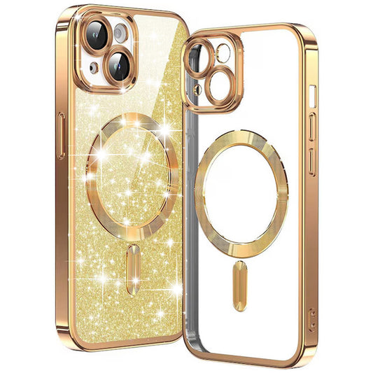 MagSafe futrola za Apple iPhone 14 Plus, Techsuit, Luxury Glitter, Zlatna