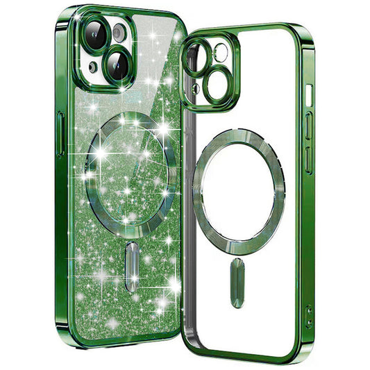 Futrola MagSafe za Apple iPhone 14 Plus, Techsuit, Luxury Glitter, Tamno Zelena