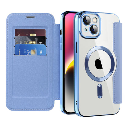 MagSafe futrola za Apple iPhone 14 Plus, Techsuit, SmartMag Book, Plava