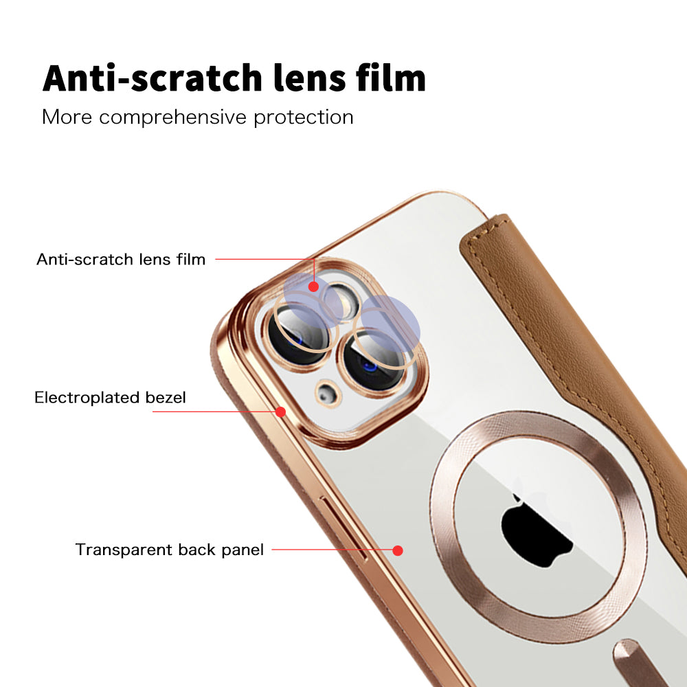 MagSafe futrola za Apple iPhone 14 Plus, Techsuit, SmartMag Book, Braon