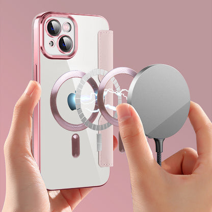 MagSafe futrola za Apple iPhone 14 Plus, Techsuit, SmartMag Book, Roze