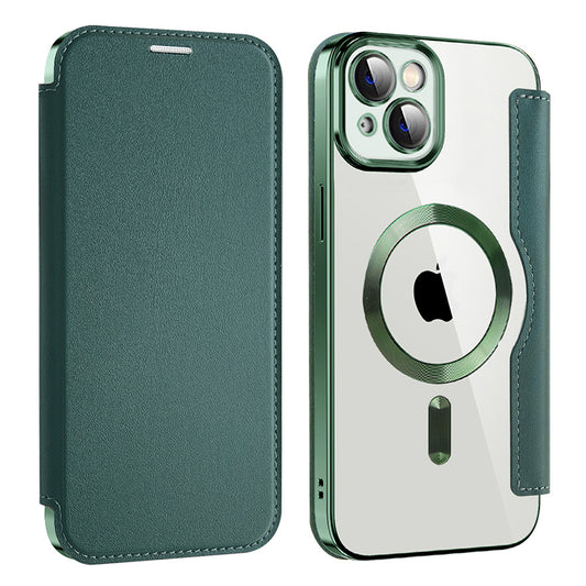 MagSafe futrola za Apple iPhone 14 Plus, Techsuit, SmartMag Book, Zelena