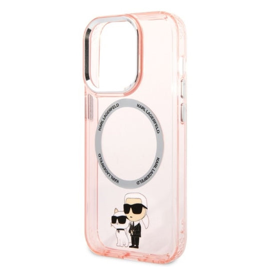 Futrola MagSafe za Apple iPhone 14 Pro, Karl Lagerfeld, Ikonik Karl & Choupette, Roze
