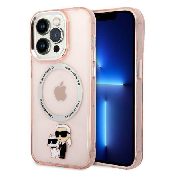 Futrola MagSafe za Apple iPhone 14 Pro, Karl Lagerfeld, Ikonik Karl & Choupette, Roze