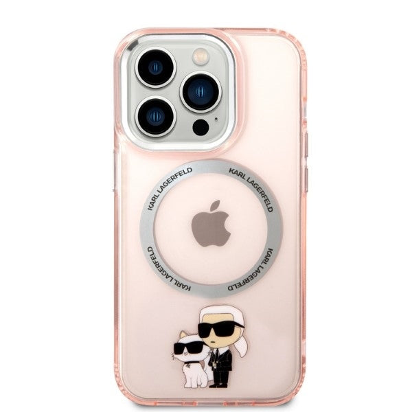 Futrola MagSafe za Apple iPhone 14 Pro, Karl Lagerfeld, Ikonik Karl & Choupette, Roze