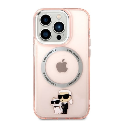 Futrola MagSafe za Apple iPhone 14 Pro, Karl Lagerfeld, Ikonik Karl & Choupette, Roze