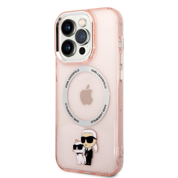 Futrola MagSafe za Apple iPhone 14 Pro, Karl Lagerfeld, Ikonik Karl & Choupette, Roze