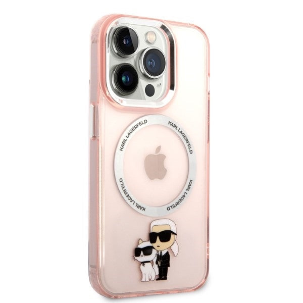 Futrola MagSafe za Apple iPhone 14 Pro, Karl Lagerfeld, Ikonik Karl & Choupette, Roze