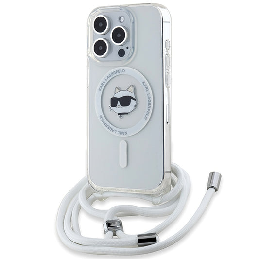 Futrola MagSafe za Apple iPhone 14 Pro, Karl Lagerfeld, IML Crossbody Choupette's Head with Strap, Transparentna