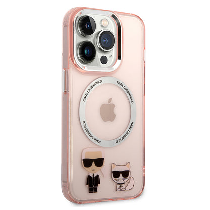 Futrola MagSafe za Apple iPhone 14 Pro, Karl Lagerfeld, Karl & Choupette Aluminium, Roze