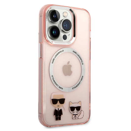Futrola MagSafe za Apple iPhone 14 Pro, Karl Lagerfeld, Karl & Choupette Aluminium, Roze