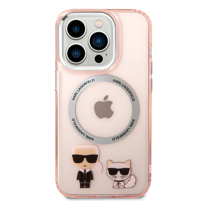 Futrola MagSafe za Apple iPhone 14 Pro, Karl Lagerfeld, Karl & Choupette Aluminium, Roze