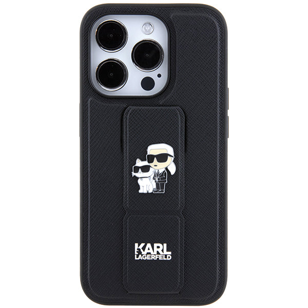 Futrola MagSafe za Apple iPhone 14 Pro, Karl Lagerfeld, Saffiano Gripstand Karl & Choupette, Crna
