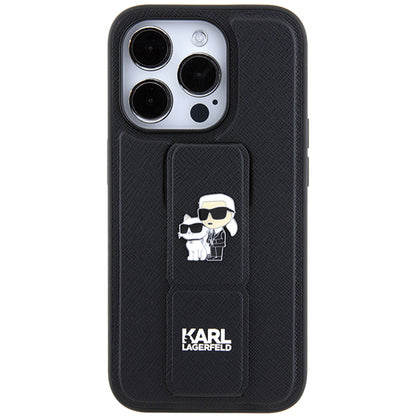 Futrola MagSafe za Apple iPhone 14 Pro, Karl Lagerfeld, Saffiano Gripstand Karl & Choupette, Crna