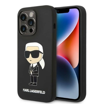 Futrola MagSafe za Apple iPhone 14 Pro, Karl Lagerfeld, Silikonska Ikonik Karl, Crna