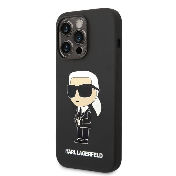 Futrola MagSafe za Apple iPhone 14 Pro, Karl Lagerfeld, Silikonska Ikonik Karl, Crna