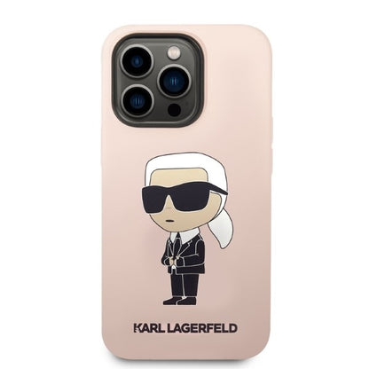 Futrola MagSafe za Apple iPhone 14 Pro, Karl Lagerfeld, Silikonska Ikonik Karl, Roze