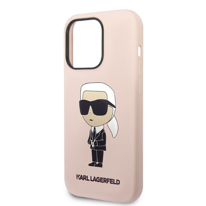 Futrola MagSafe za Apple iPhone 14 Pro, Karl Lagerfeld, Silikonska Ikonik Karl, Roze
