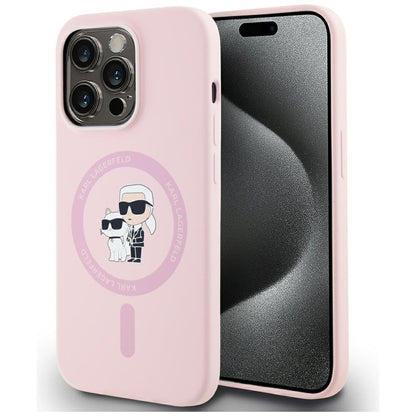 Futrola MagSafe za Apple iPhone 14 Pro, Karl Lagerfeld, Silikon Karl & Choupette, Roze