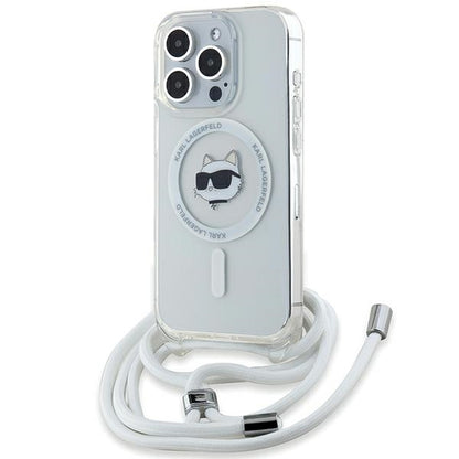Futrola MagSafe za Apple iPhone 14 Pro Max, Karl Lagerfeld, IML Crossbody Choupette's Head with Strap, Transparentna