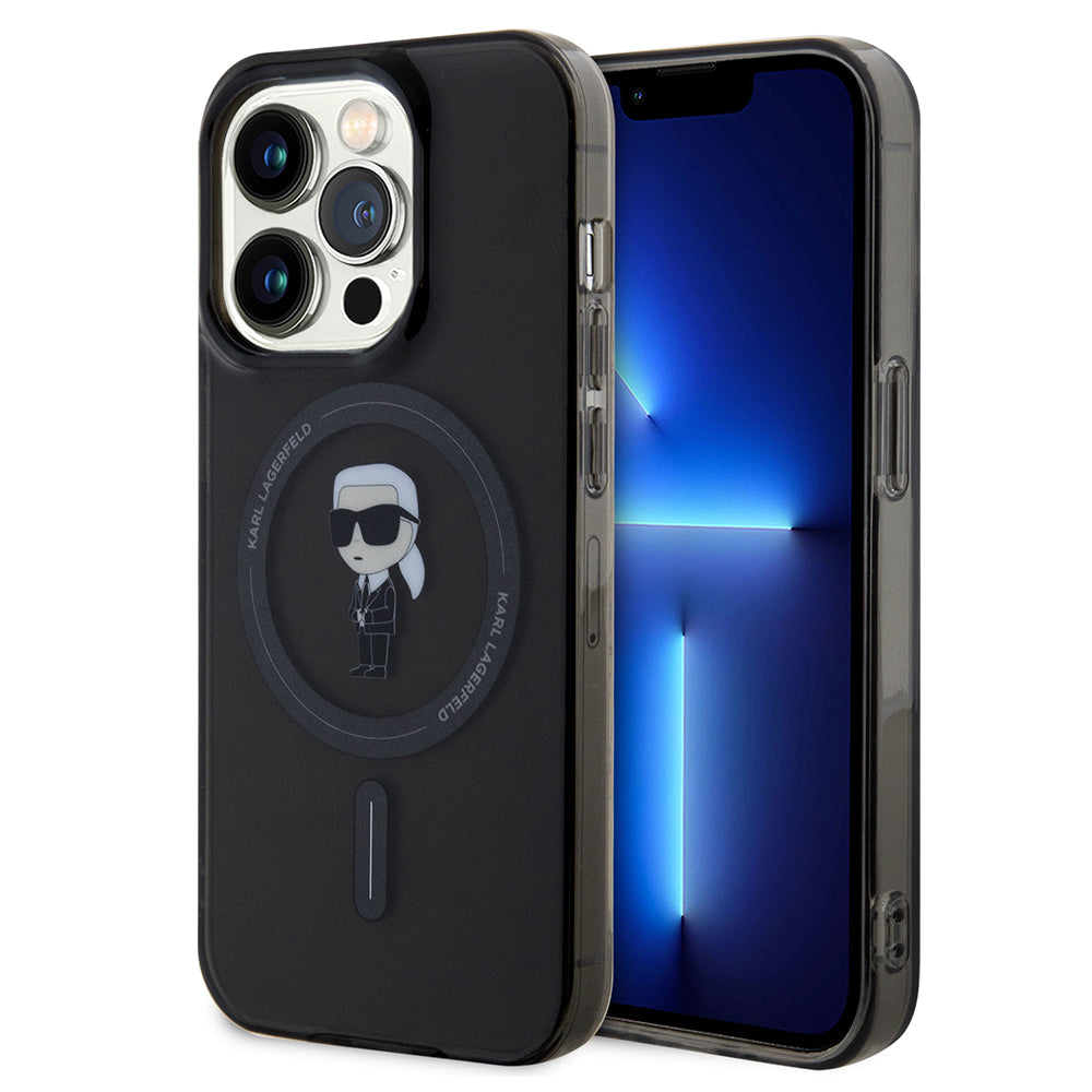 Futrola MagSafe za Apple iPhone 14 Pro Max, Karl Lagerfeld, IML Ikonik Karl, Crna