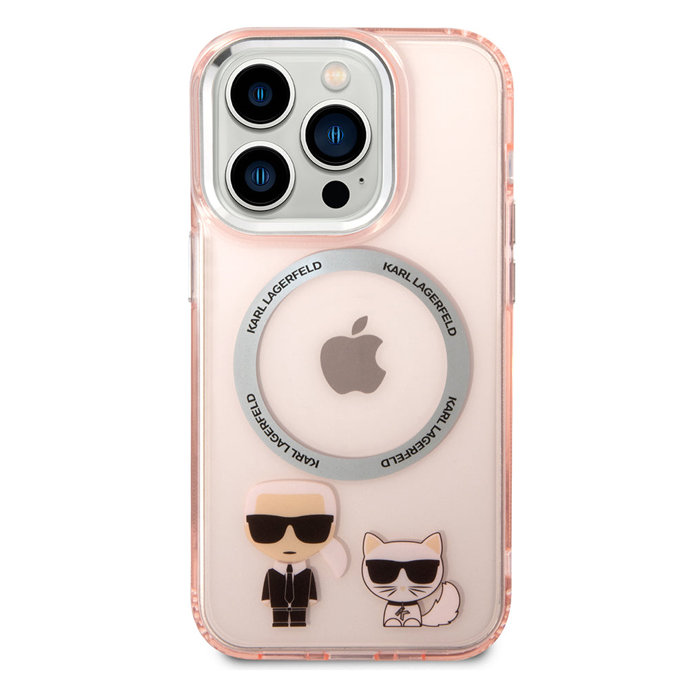 Futrola MagSafe za Apple iPhone 14 Pro Max, Karl Lagerfeld, Karl & Choupette Aluminium, Roze