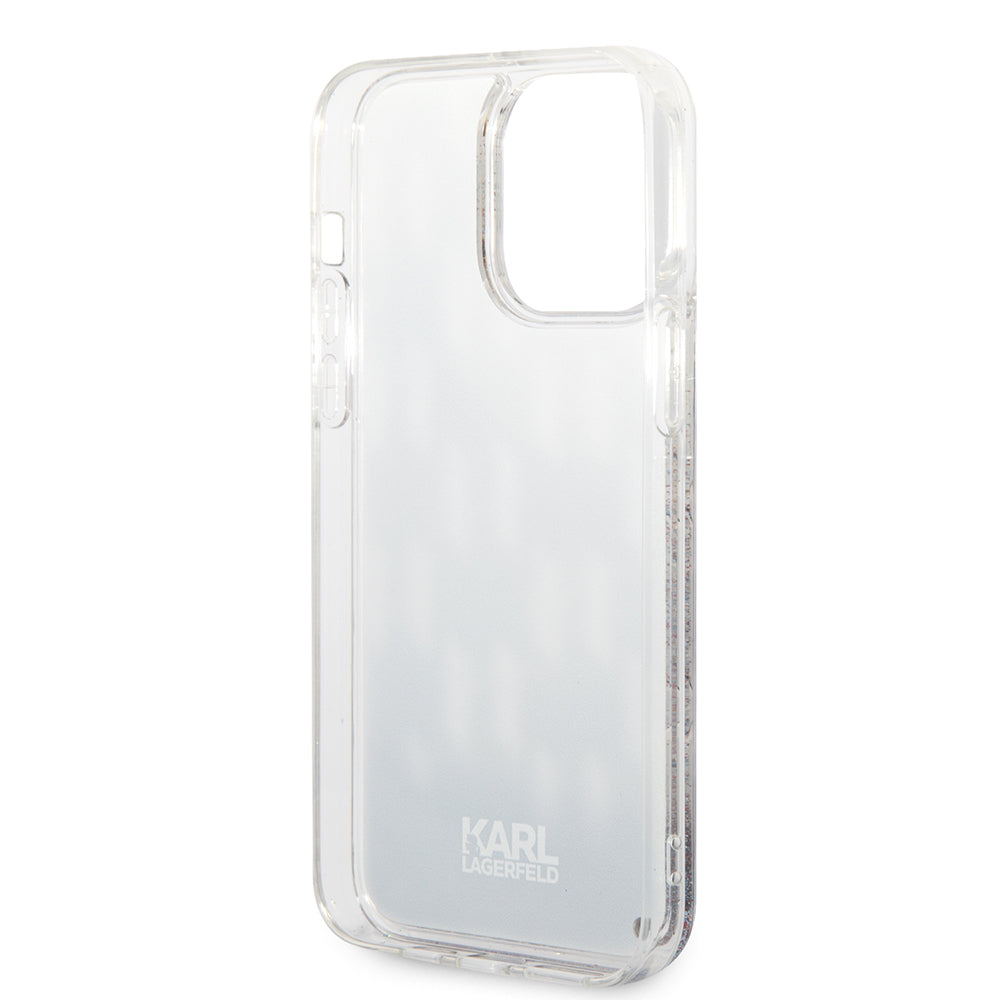 Husa MagSafe za Apple iPhone 14 Pro Max, Karl Lagerfeld, Monogram Liquid Glitter, Crna