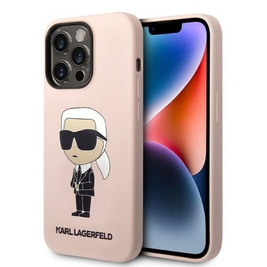 Futrola MagSafe za Apple iPhone 14 Pro Max, Karl Lagerfeld, Silikonska Ikonik Karl, Roze