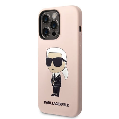 Futrola MagSafe za Apple iPhone 14 Pro Max, Karl Lagerfeld, Silikonska Ikonik Karl, Roze